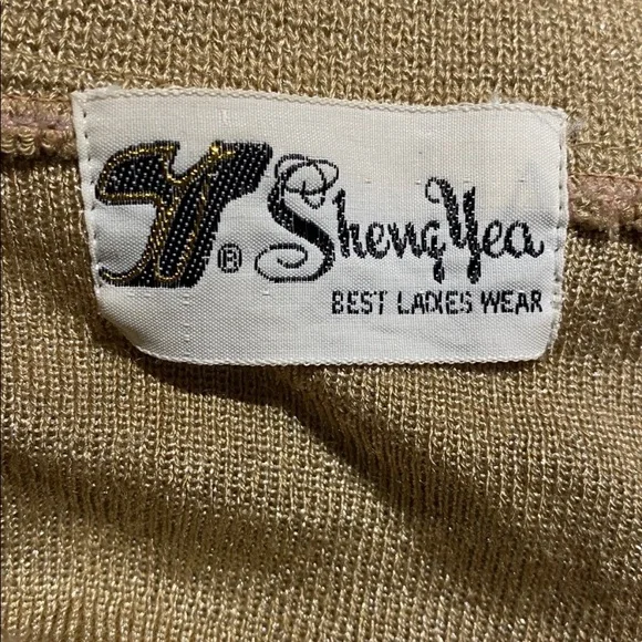 Vintage Sheng Yea V-Neck Button Front Cardigan Sweater Beige Floral Pit18 L23 - Picture 9 of 10